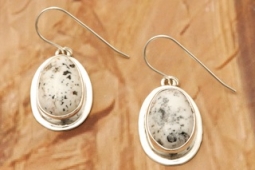 White Buffalo Turquoise Earrings by Navajo Artist Lucy Valencia